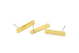 Earring Studs, 10 Raw Brass - Stick Earrings - Earring Findings, Rectangle Earrings (19x4x1mm) A3311