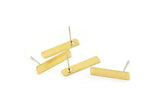 Earring Studs, 10 Raw Brass - Stick Earrings - Earring Findings, Rectangle Earrings (19x4x1mm) A3311