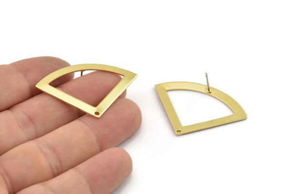 Brass Triangle Earring, 6 Raw Brass Triangle Stud Earrings With 1 Hole (40x28x0.80mm) M224 A3199