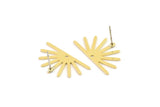 Brass Sun Earring, 8 Raw Brass Sun Stud Earrings With 1 Hole (25x13x0.70mm) M01396 A3267