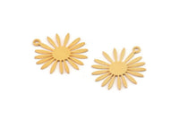 Gold Flower Charm, 6 Gold Plated Brass Flower Charms With 1 Loop, Charm Pendants (20x17x0.60mm) A3292