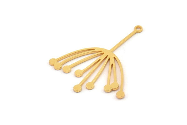 Gold Dandelion Charm, 4 Gold Plated Brass Taraxacum Charms With 1 Loop (35x30x0.80mm) A4219 H1227