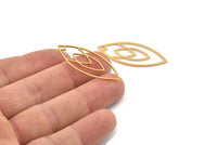 Gold Marquise Charm, 6 Gold Plated Brass Marquise Charms, Earrings, Pendants (39x15x0.80mm) A5600 H1002