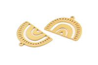 Semi Circle Charm, 4 Gold Plated Brass Semi Circle Irregular Shaped Charms With 1 Loop, Pendant Charms (17x23x0.60mm) A3304