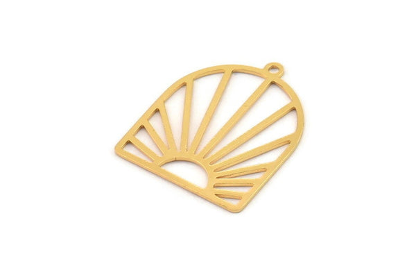 Gold Sun Charm, 4 Gold Plated Brass Sun Shaped Charms With 1 Loop, Charm Pendants, Findings (26x22x0.60mm) A5227 H0303
