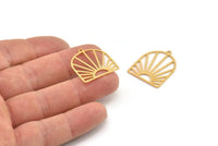 Gold Sun Charm, 4 Gold Plated Brass Sun Shaped Charms With 1 Loop, Charm Pendants, Findings (26x22x0.60mm) A5227 H0303