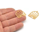 Gold Sun Charm, 4 Gold Plated Brass Sun Shaped Charms With 1 Loop, Charm Pendants, Findings (26x22x0.60mm) A5227 H0303