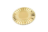 Gold Sun Connector, 2 Gold Plated Brass Round with 2 Holes Connectors  (25mm) A0103