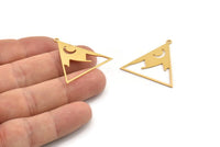 Gold Triangle Charm, 4 Gold Plated Brass Crescent Moon Charms With 1 Loop, Mountain Charms (30x32x0.60mm) A5197