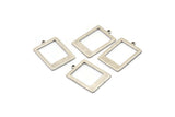 Silver Rectangle Charm, 6 Antique Silver Plated Brass Rectangle Charms With 1 Loop, Earrings, Findings (20x14x0.80mm) D877