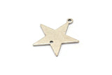 Silver Star Charm, 10 Antique Silver Plated Brass Star Charms With 1 Hole And 1 Loop (21x19x0.80mm) D0685