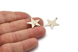 Silver Star Charm, 10 Antique Silver Plated Brass Star Charms With 1 Hole And 1 Loop (21x19x0.80mm) D0685