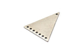 Silver Triangle Charm, 4 Antique Silver Plated Brass Triangle Charms With 8 Holes, Findings (26x23x1mm) D1225