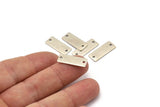 Silver Rectangle Bar, 6 Antique Silver Plated Brass Rectangle Stamping Blanks with 2 Holes, Necklace Pendants (20x8x0.80mm) A0813