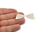 Silver Geometric Charm, 6 Antique Silver Plated Brass Fan Connectors With 4 Holes, Earrings, Findings (18x26x0.60mm) D902