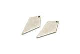 Silver Diamond Charm, 12 Antique Silver Plated Brass Rhombus Stamping Blanks With 1 Hole, Earrings, Findings (20x10x0.80mm) D854