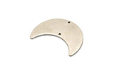 Silver Moon Charm, 4 Antique Silver Plated Brass Moon Charms with 2 Holes, Pendants (28x12x0.80mm) D862