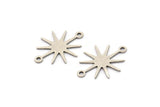 Silver Star Charm, 24 Antique Silver Plated Brass Star Charms With 2 Loops, Connectors (19x15x0.60mm) A3234 H0823