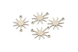 Silver Star Charm, 24 Antique Silver Plated Brass Star Charms With 2 Loops, Connectors (19x15x0.60mm) A3234 H0823