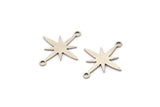 Silver Pole Star Charm, 24 Antique Silver Plated Brass, Silver Pendants, Silver Pole Star Charms With 2 Loops (21x18x0.60mm) A4110