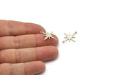 Silver Pole Star Charm, 24 Antique Silver Plated Brass, Silver Pendants, Silver Pole Star Charms With 2 Loops (21x18x0.60mm) A4110