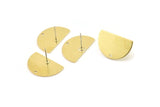 Semi Circle Earring, 6 Raw Brass Moon Stud Earrings With 1 Hole (22x14x0.80mm) M403 A3983