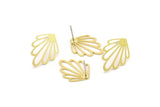 Brass Leaf Earring, 6 Raw Brass Leaf Stud Earrings (19x14x0.60mm) A6347