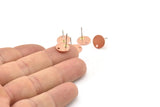 Copper Cabochon Earring, 12 Raw Copper Cabochon Stud Earrings With 1 Hole (10x0.80mm) M009 A5825