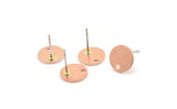 Copper Cabochon Earring, 12 Raw Copper Cabochon Stud Earrings With 1 Hole (10x0.80mm) M009 A5825