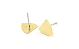 Brass Triangle Earring, 12 Raw Brass Triangle Shaped Stud Earrings (9x9x0.60mm) A5389