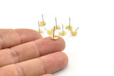 Brass Circle Earring, 12 Raw Brass Pizza Slice Shaped Stud Earrings (6x6x0.60mm) A5584