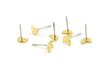 Brass Moon Earring, 12 Raw Brass Crescent Moon Shaped Stud Earrings (6x5x0.60mm) A5516