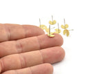 Brass Circle Earring, 12 Raw Brass Pizza Slice Shaped Stud Earrings (8x7x0.60mm) A3990