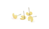 Brass Circle Earring, 12 Raw Brass Pizza Slice Shaped Stud Earrings (8x7x0.60mm) A3990