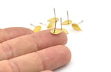 Brass Stud Earring, 12 Raw Brass Tiny Drop Shaped Stud Earrings (9x5x0.60mm) A5405