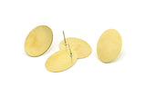 Brass Oval Earring, 6 Raw Brass Oval Stud Earrings (21.5x16x0.60mm) A2210 A6246