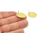 Brass Oval Earring, 6 Raw Brass Oval Stud Earrings (21.5x16x0.60mm) A2210 A6246