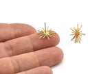 Brass Sun Earring, 8 Raw Brass Sun Shaped Stud Earrings (17x16x0.60mm) A5234