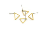 Brass Triangle Earring, 10 Raw Brass Triangle Stud Earrings (9x0.80mm) D0249 A6381
