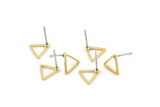 Brass Triangle Earring, 10 Raw Brass Triangle Stud Earrings (9x0.80mm) D0249 A6381
