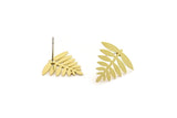 Earring Studs, 8 Raw Brass - Tree Shaped Stud Earrings - Brass Earrings - Earrings (15x16x0.60mm) A5293