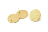 Brass Round Earring, 4 Raw Brass Textured Round Stud Earrings (21x1mm) D0763 A6085