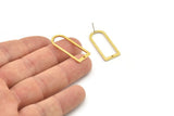 D Shape Earring - 6 Raw Brass D Shape Stud Earrings  (30x13x1mm) BS 1730 A6248