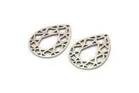 Silver Drop Charm, 12 Antique Silver Plated Brass Drop Charms With 1 Hole (24x19x0.80mm) D851