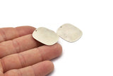 Silver Military Tag, 6 Antique Silver Plated Brass Stamping Blanks With 1 Hole , Earrings, Findings (27x20x0.50mm) D0667