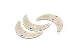 Silver Moon Charm, 8 Antique Silver Plated Brass Crescent Moon Charms With 2 Holes, Findings, Connectors (28x8x0.65mm) D1224