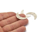 Silver Moon Charm, 8 Antique Silver Plated Brass Crescent Moon Charms With 2 Holes, Findings, Connectors (28x8x0.65mm) D1224