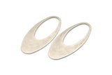 Silver Ellipse Charm, 2 Antique Silver Plated Brass Ellipse Shape Charms Without Hole, Findings (49x24x0.70mm) D0813