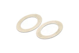 Middle Hole Connector, 10 Antique Silver Plated Brass Oval And Middle Hole Connector (23x32mm) Brs 600 A0539