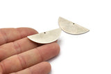 Silver Half Moon, 4 Antique Silver Plated Brass Semi Circle Blanks With 1 Hole, Charms, Earrings, Pendants (39x15x1mm) D0836